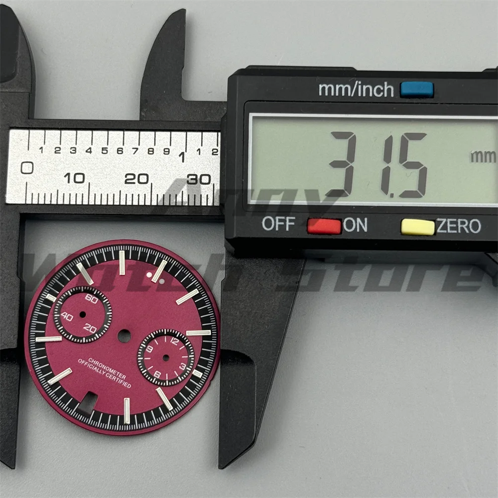 New 31.5mm Black/Red/Blue/Grey VK64 Dial Set C3 Luminous Fit VK64 Movement 6 O 'Clock Date