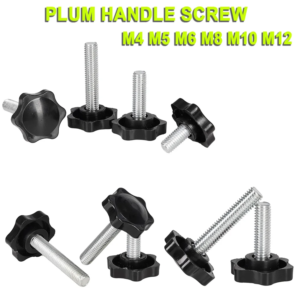 

M4 M5 M6 M8 M10 M12 Plum Handle Screw Carbon Steel Threaded Hand Tighten Bolts Length 6MM-50MM Adjustable Tightness Screw