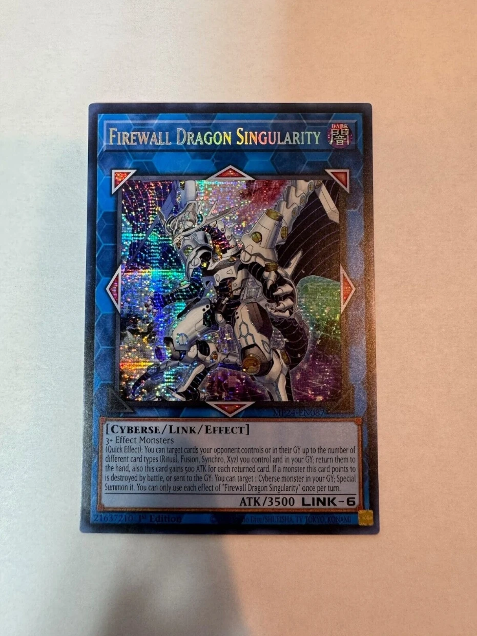 

Yugioh KONAMI Duel Monsters TCG MP24-EN087 Firewall Dragon Singularity Secret Rare English 1st Edition Collection Mint Card