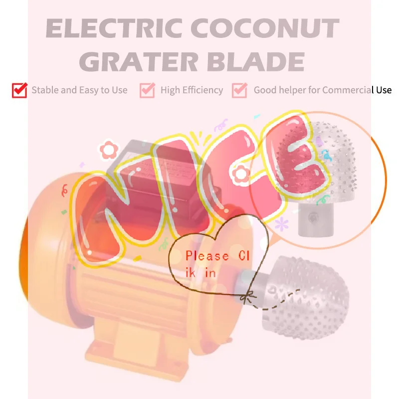 【BA】Cuchilla Eléctrica para Rallador de Coco, Cabezal de Rallador de Coco de Alta Resistencia de 12 mm, Modelo Granate, Cabezal para Máquina Ralladora de Coco