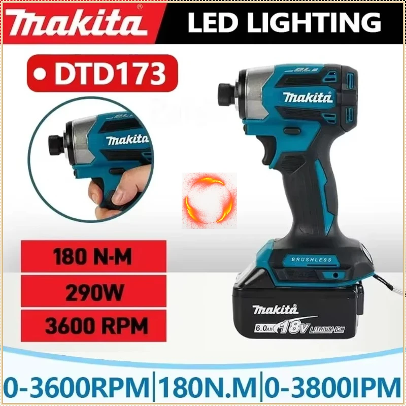 

Makita DTD173 Brushless Impact Driver Rechargeable Screwdriver Drills Cordless Power Tools 18V BL Motor Power Tools