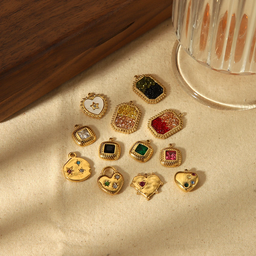 

3PCS Stainless Steel 18K Gold Color Plated Shining Zircon Pendant for DIY Necklace Bracelet Jewelry Wholesale