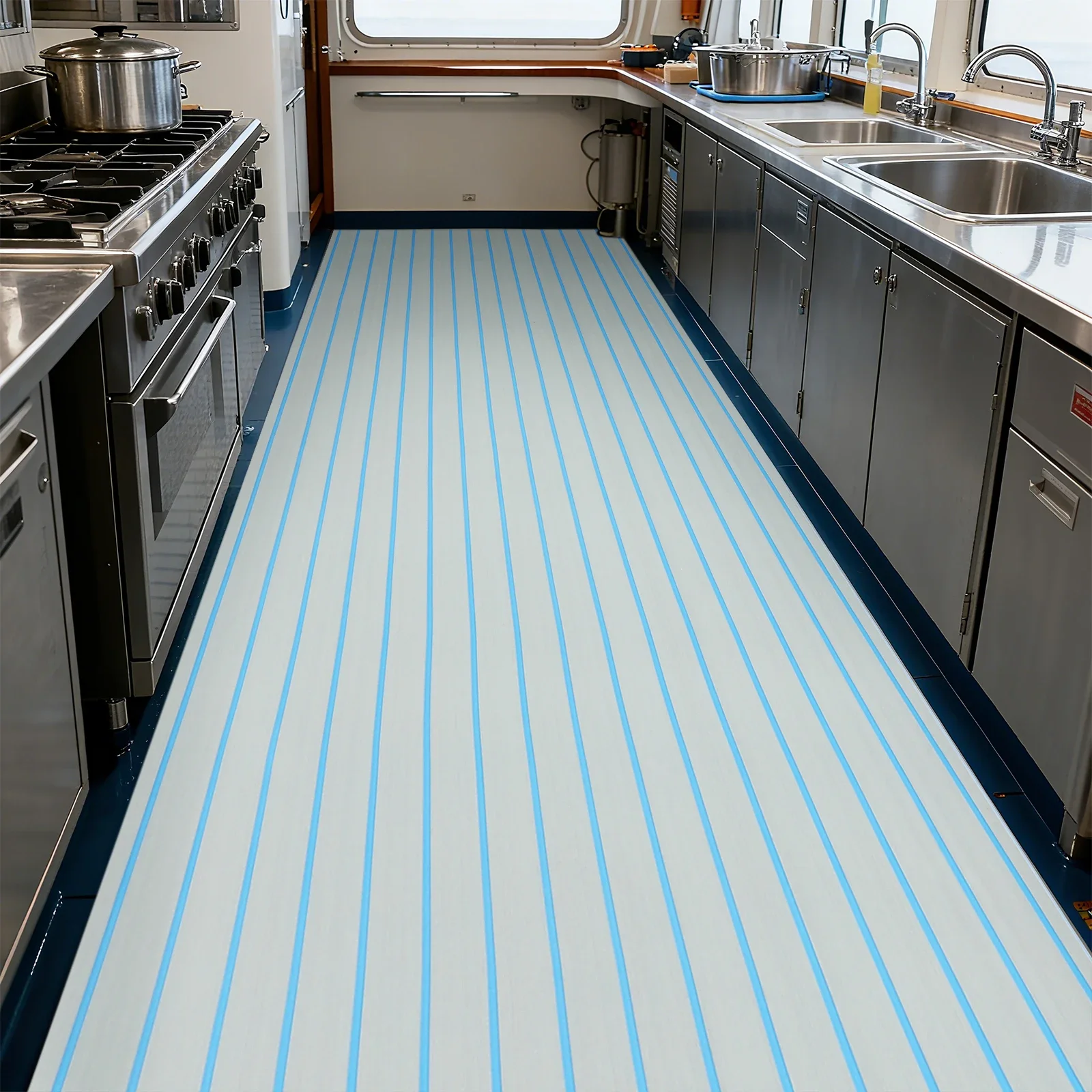 

Matte Marine EVA Faux Teak Decking Sheet 240*90cm Anti-Slip Easy Clean Shock-Absorbing Boat Floor Pad for Yacht Vessel