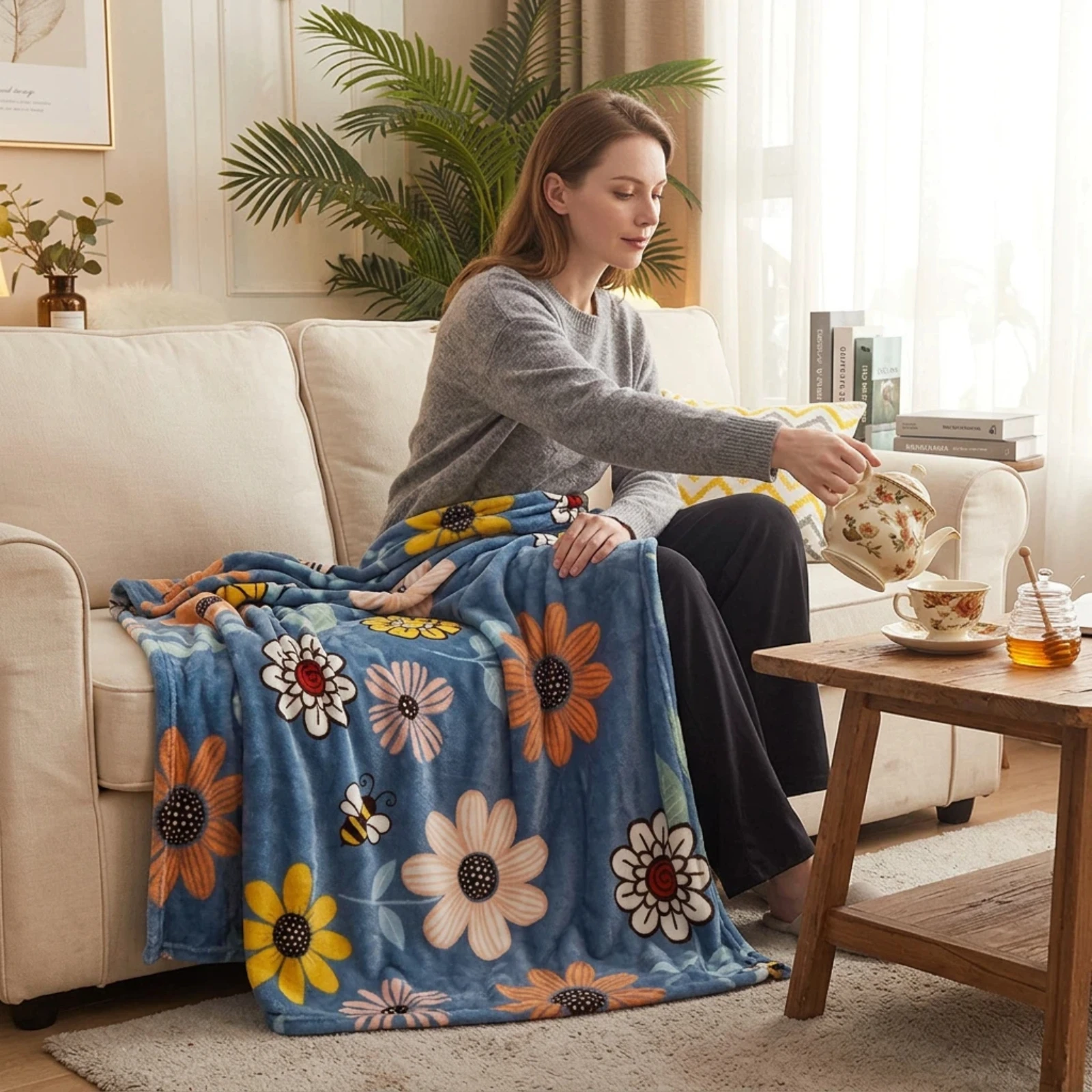 Blanket Double Sided Soft Plush  Warm Fuzzy Cozy Bedding for Cold Weather  King Size Available