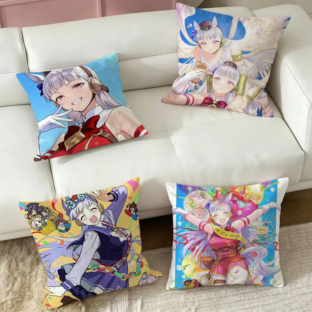 Gold Ship UmaMusume UMA  Square Double-Sided printed Pillow Case Bedroom Bedside Pillow Sofa Cushion Cover
