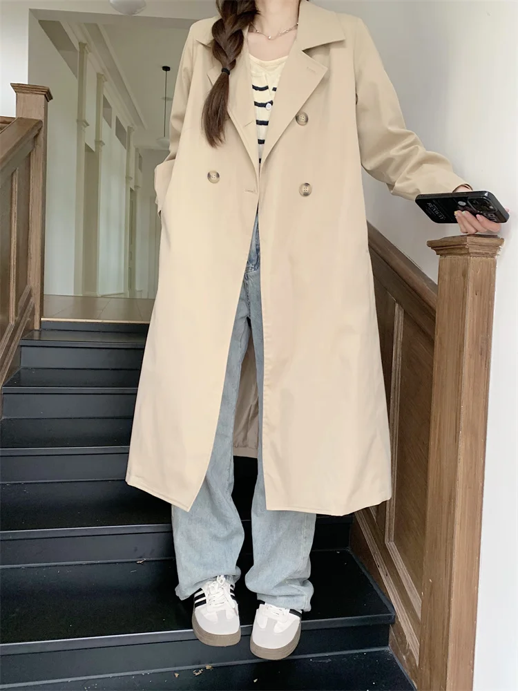 2024 New Real Shot plus size Coat Coat Women\'s Mid-length Spring and Autumn British Style Explosions Fashion Elegant Coat