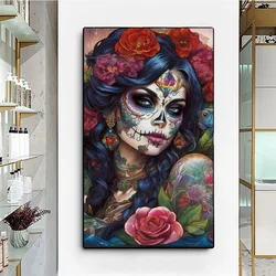 Large Size New DIY Full Diamond Painting Kits Skull Flowers Woman Art Embroidery Cross Stitch Rhinestones Mosaic
