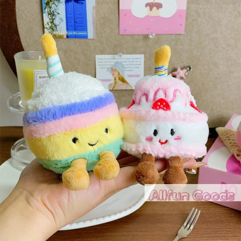 [TG835]Cartoon Cake Plush Keychain Kawaii Creative Birthday Cake Dessert Doll Pendant Backpack Decoration Accessories Toys Gifts view 3