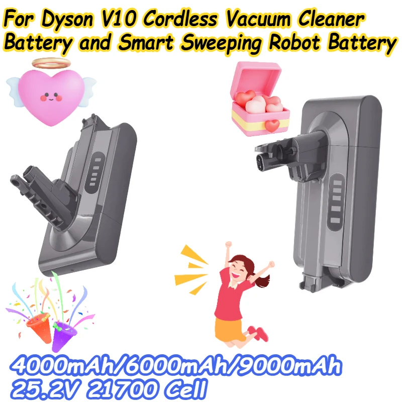 

4000mAh/6000mAh/9000mAh 25.2V 21700 Cell For Dyson V10 Cordless Vacuum Cleaner Battery and Smart Sweeping Robot Battery