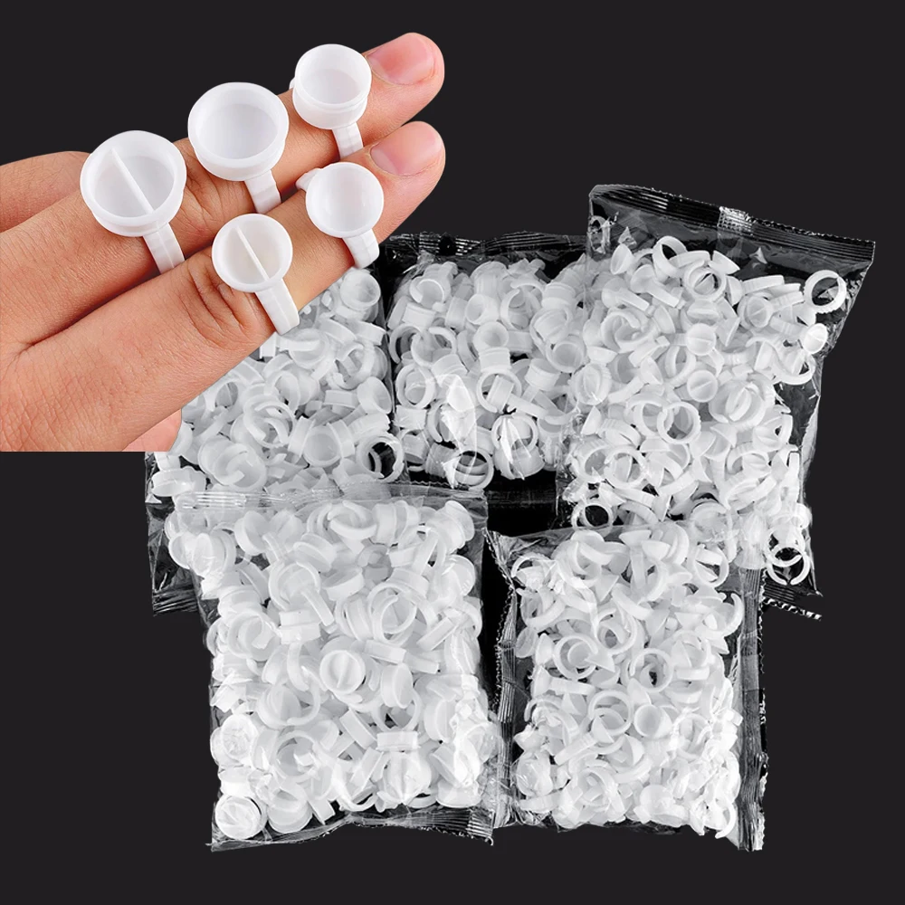 

100pcs Disposable Silicone Tattoo Ink Rings Cup Permanent Makeup Pigment Holder Eyebrow Eyelash Extension Glue Divider Container