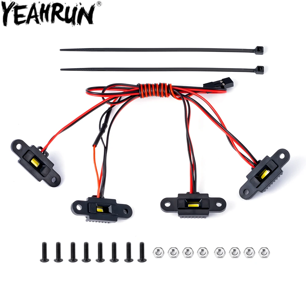 YEAHRUN Wheel Eyebrow Light Wheel Arch Lamp Chassis LED Lights for 1/10 Axial SCX10 III JT Gladiator AXI03006 Upgrade Parts
