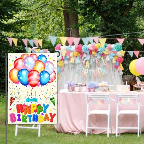 Happy Birthday Garden Flag Birthday Yard Sign Garden Flags for outside 12X18 Dou IIX WZZ yyi