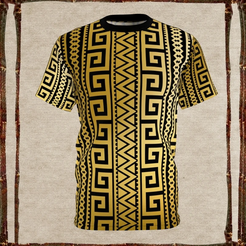 Tribal Aztec Geometric Pattern T-Shirt For Men Ethnic Graphic 3D Print Tee Summer Casual Short Sleeve O-Neck Tops Loose T Shirts
