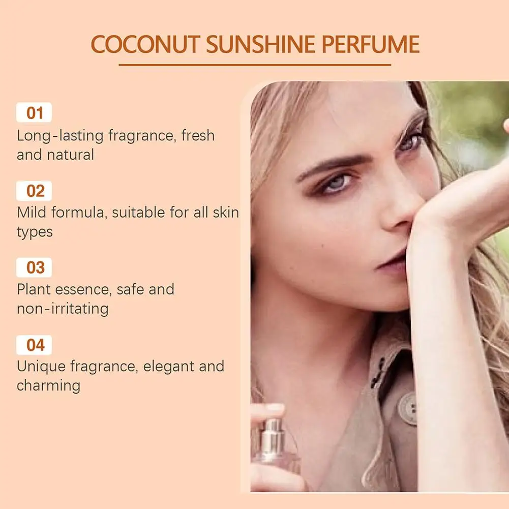 50ML Light Vanilla Coconut Perfume Fresh Light Lasting Light Elegant Attractive Feminine Fragrance Convenient Perfume