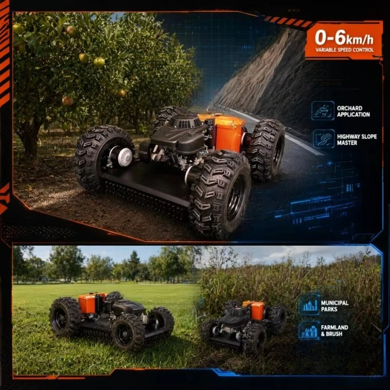 VTW550-90 RC Wheel Lawn Mower Remote Control Grass Cutter for Garden Orchard and Flat Terrain for Residential and Commercial Use