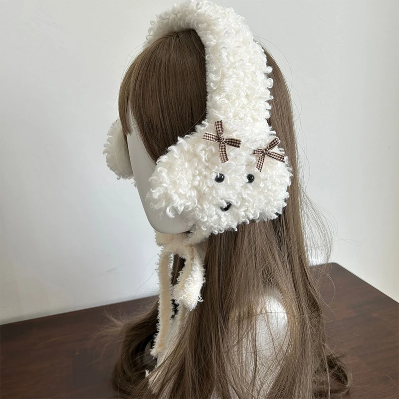 Fashion Autumn Winter Foldable Puppy Earmuffs Women Warm Cute Plush Solid Color Ear Muffs Adjustable Foldable Headdress