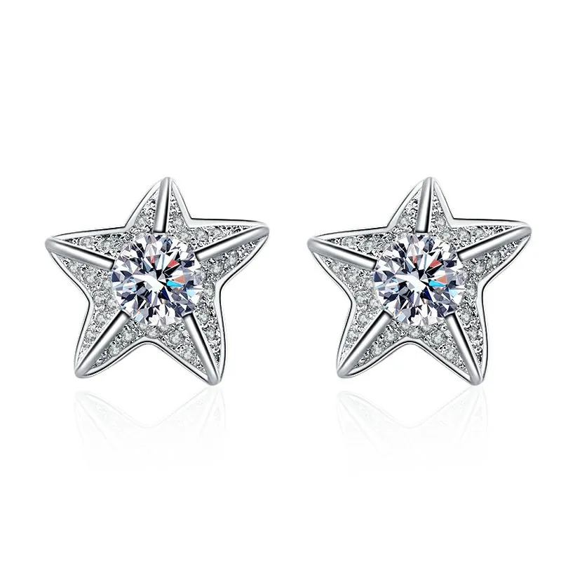 

New 925 Sterling Silver Earrings Starfish for Women Wedding Engagement Fine Jewelry Luxury 5A Zircon Accessories Gifts