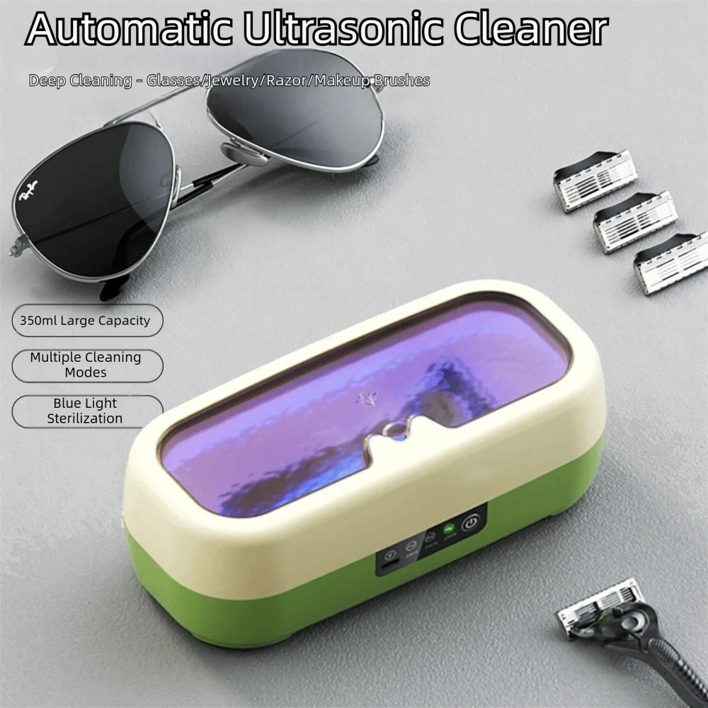 High Frequency Automatic Ultrasonic Cleaner Multifunctional 3 Modes Jewelry Washing Machine 360 Degree Cleaning Low Noise