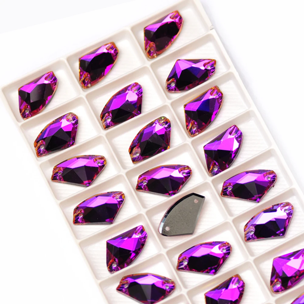 PUBRILEX Heliotrope-Flat Back Sewing Rhinestones, Glass Crystal Sew on Stones Glitter Crystals Bead for Clothes, Shoes, Bags