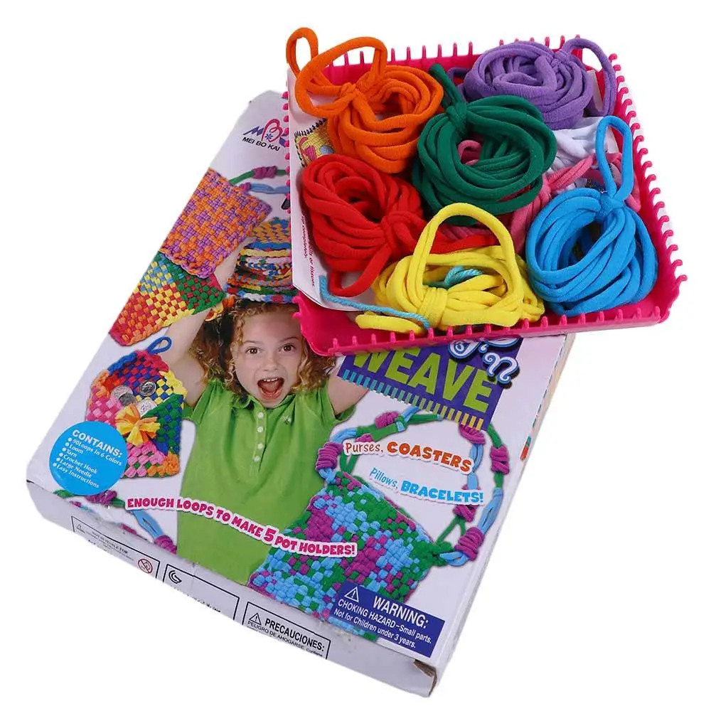 Handcraft Pot Holder Loom Knitting Kits Loom Frame Rope Ring Weaving Potholder Loops Crafts Kit Colorful Knitting