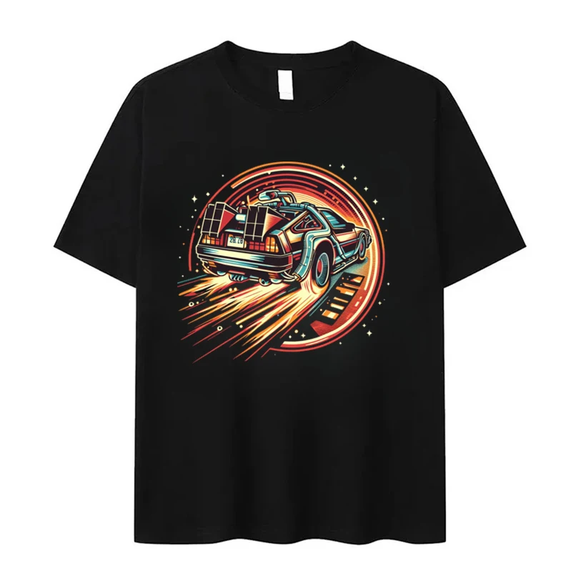 DeLorean – t-shirt Back To The Future pour femmes et hommes, en coton de haute qualité, Harajuku 2026 Y2K, vêtements à la mode, Streetwear décontracté