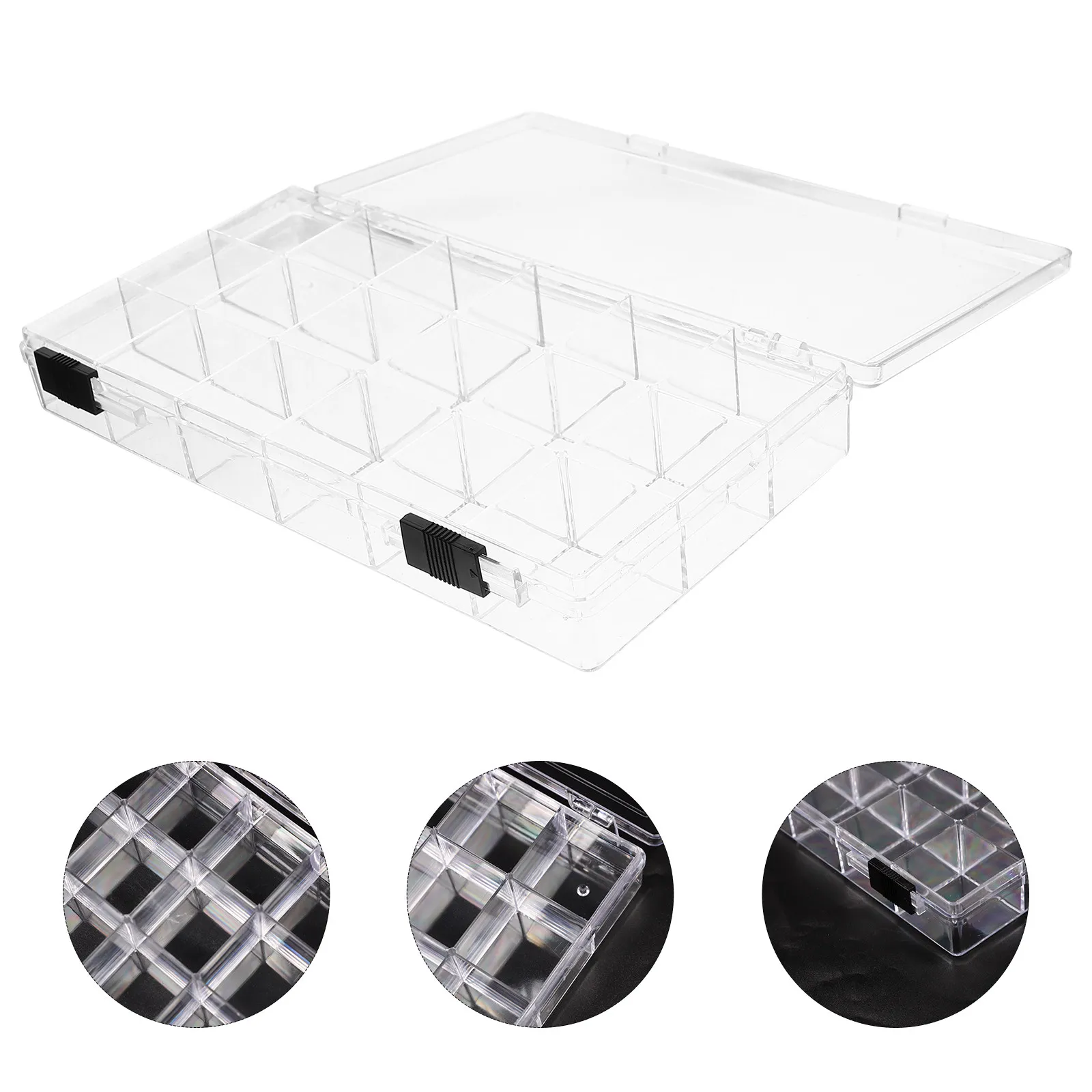 

Plastic 18-Compartment Storage Box Transparent Organizer Jewelry Earrings Storage Case Small Items Desktop Holder