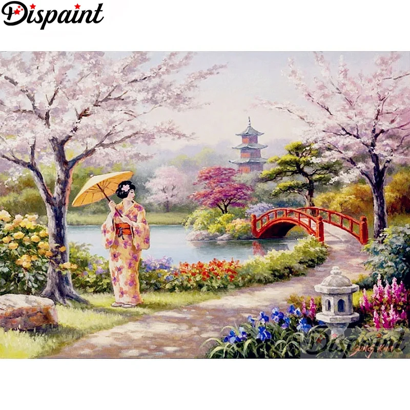 

Dispaint Алмазная вышивка "Пейзаж Beauty Bridge" Узор DIY 5D Алмазная картина Рукоделие Вышивка крестиком Полная дрель Живопись