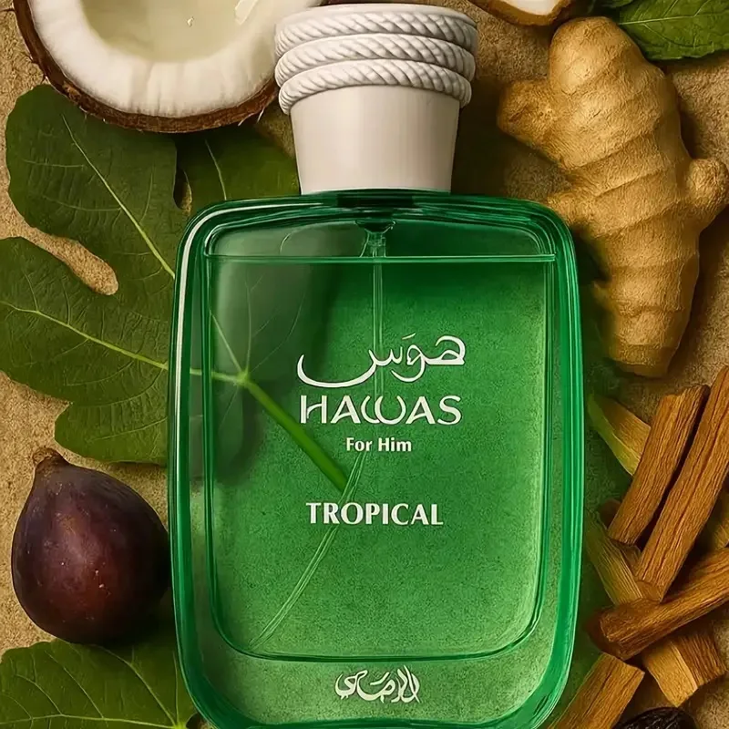 Rasasi Hawas Tropical Eau De Parfum, новое издание 2025 года — долговечный EDP для мужчин объемом 3,38 унции, улучшенный цветочный аромат с роскошным эффектом