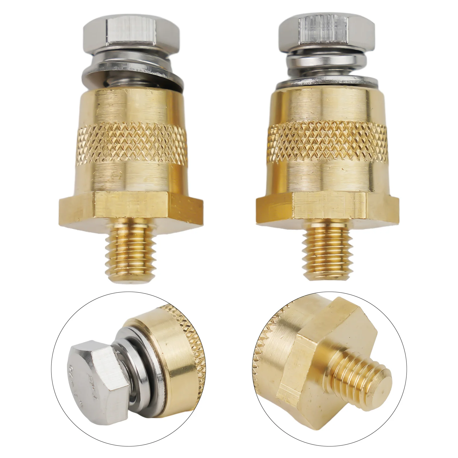 1 Pair Auto Battery Terminal Connectors M8 Brass Battery Pole Adapter With Stainless Screws Terminal Connectors Auto Electronics