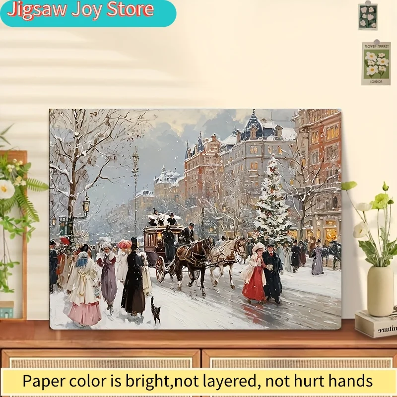 1 Box() Mini Paper Puzzles for Adult: "Christmas Street Pedestrians" or Party Games & Activities Applied for Party Games & Act