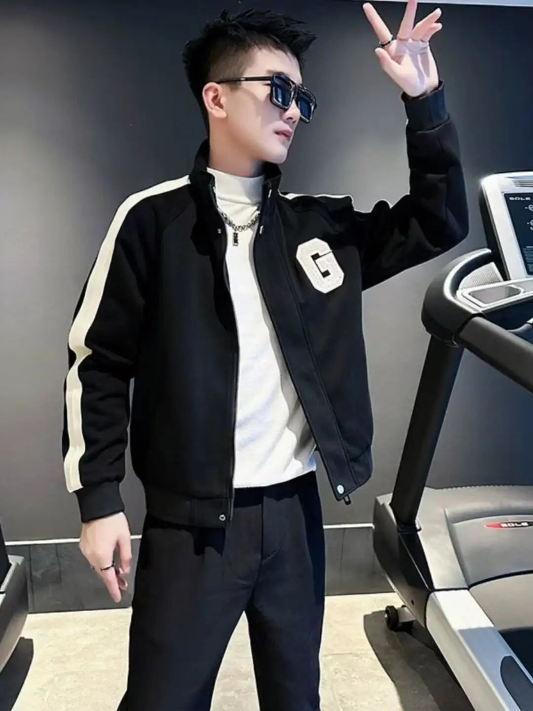 

Молодежная бейсбольная куртка для мужчин, весенне-осенняя, модная, универсальная, стильная, из полиэфирного волокна, с длинными рукавами.