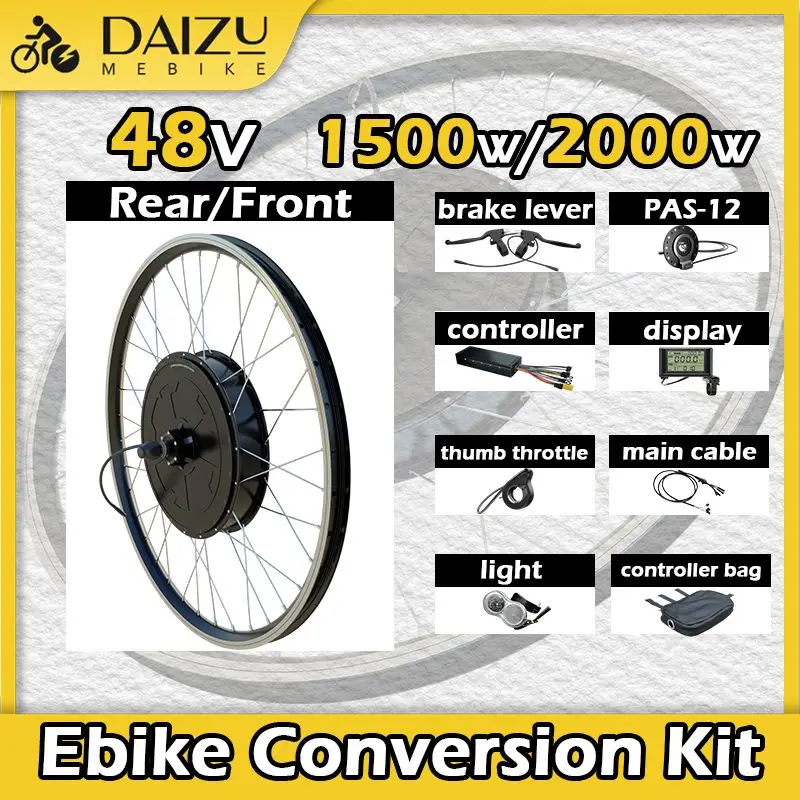 48V 1500W 2000W Electric bike Motor Wheel Kit without Battery Brushless Non-gear Hub E-Bike Conversion Kit SW900 Display