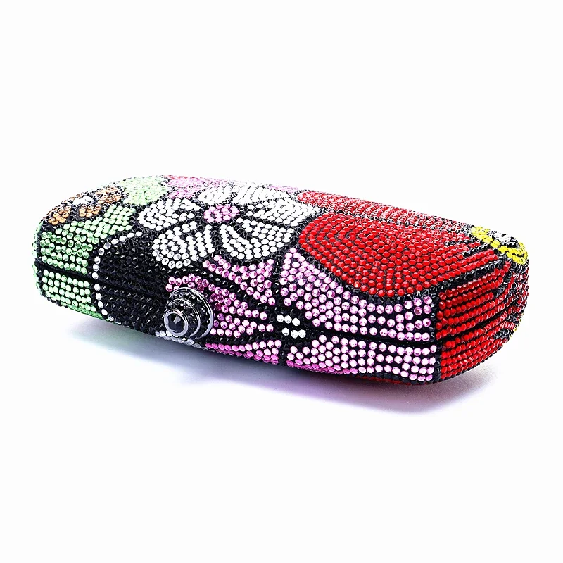 Women Multi Flower Rhinestone Clutches Luxury Diamond Wedding Purse Crystal Dinner Handbags Designer Party Stones Minaudere Bags view 2
