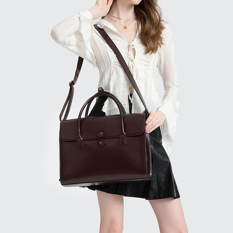 Torba na laptopa 14 cali, damska torba typu tote ze skóry bydlęcej, torba na ramię, torba crossbody, torba szkolna dla studentek, torba na komputer do biznesu w branży modowej.