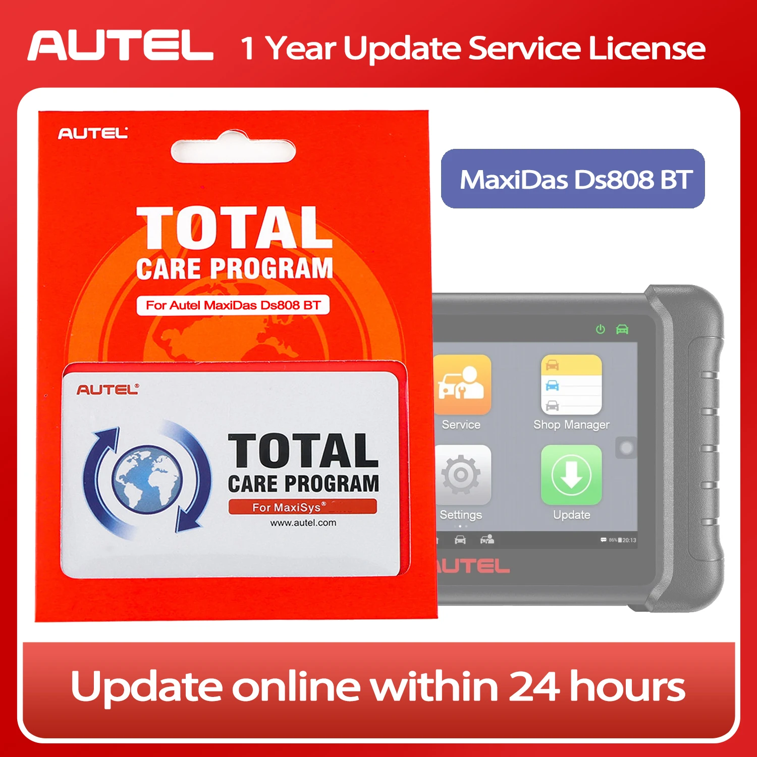 One-Year Software Update Service For Autel MaxiDAS DS808 BT (Total Care Program) Annual Subscription Software Upgrade