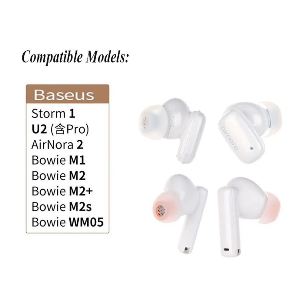 Earbuds Tips Gels For Baseus AirNora 2 Storm 1 U3 Bowie M1 M2 M2S WM05 Wireless Earphone Eartips Earcaps Silicone Accossories