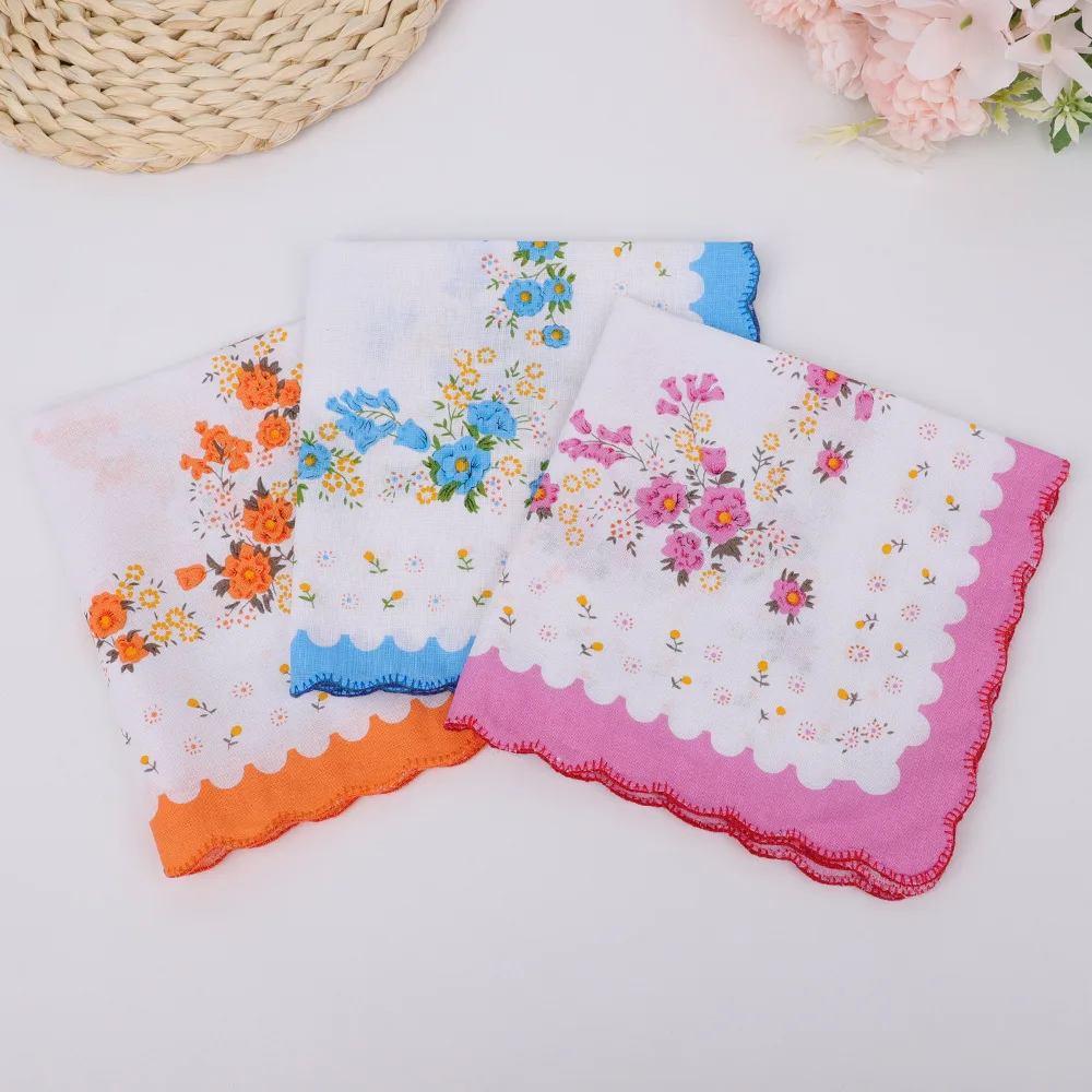 Women's Nostalgic Cotton Handkerchiefs, 3Pcs