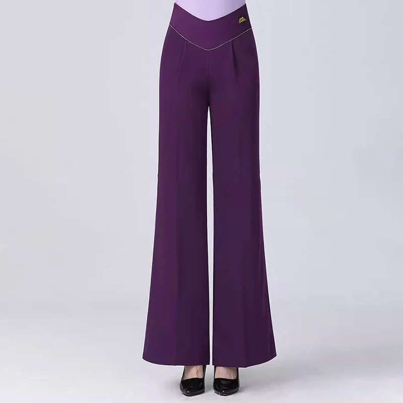 

2025 New Ballroom Dance Pants for Women Latin Dance Trousers Long Modern Waltz Performance Salsa Dancing Costumes Black Purple