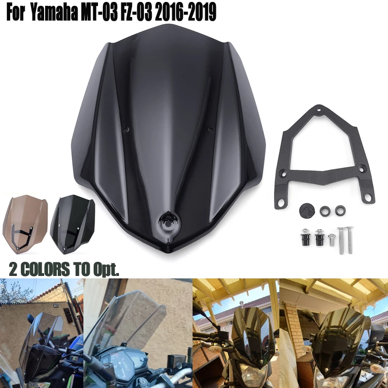 For Yamaha MT-03 MT03 FZ-03 FZ03 2016-2019 MT25 MT-25  Motorcycle Wind Screen MT FZ 03 2019 2018 Windshield Wind safe Deflectors