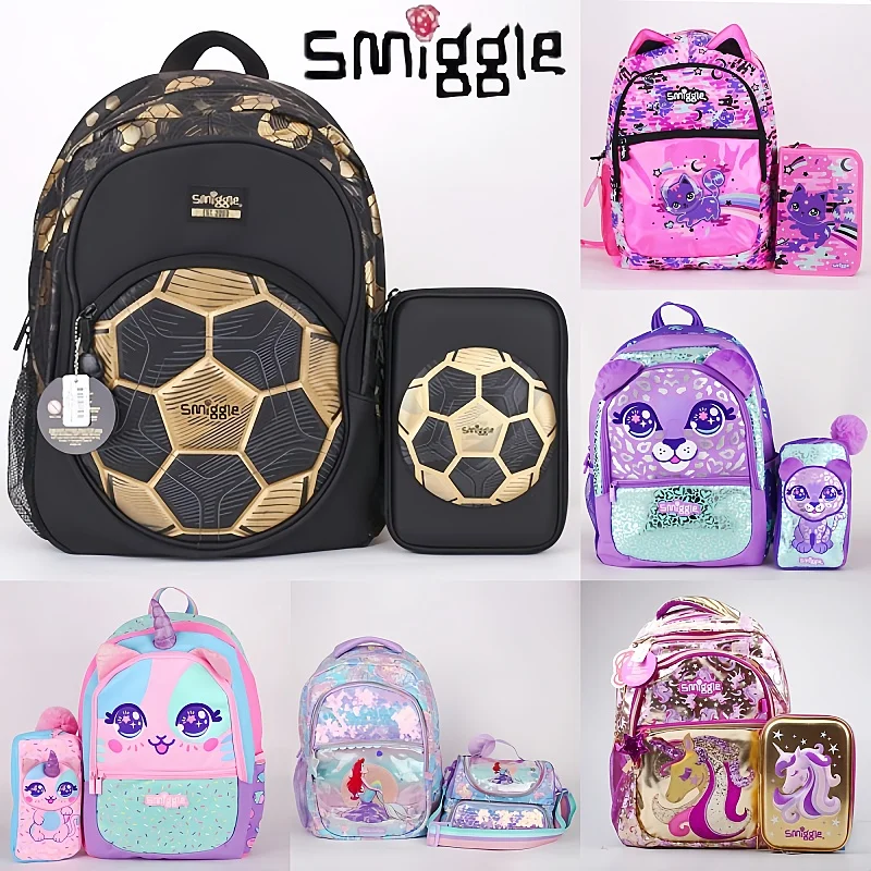 2024 New Australia Smiggle Backpack Boy Girl Large Size Student Backpack 2pcs Combination Schoolbag Stationery Lunch Bags Set