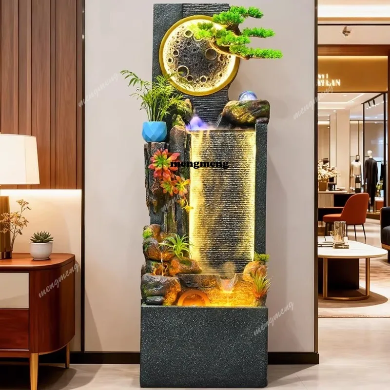 Rockery Flowing Fountain Large Ornament Curtain Wall Living Room Circulating Water Feng Shui Wheel Decoration