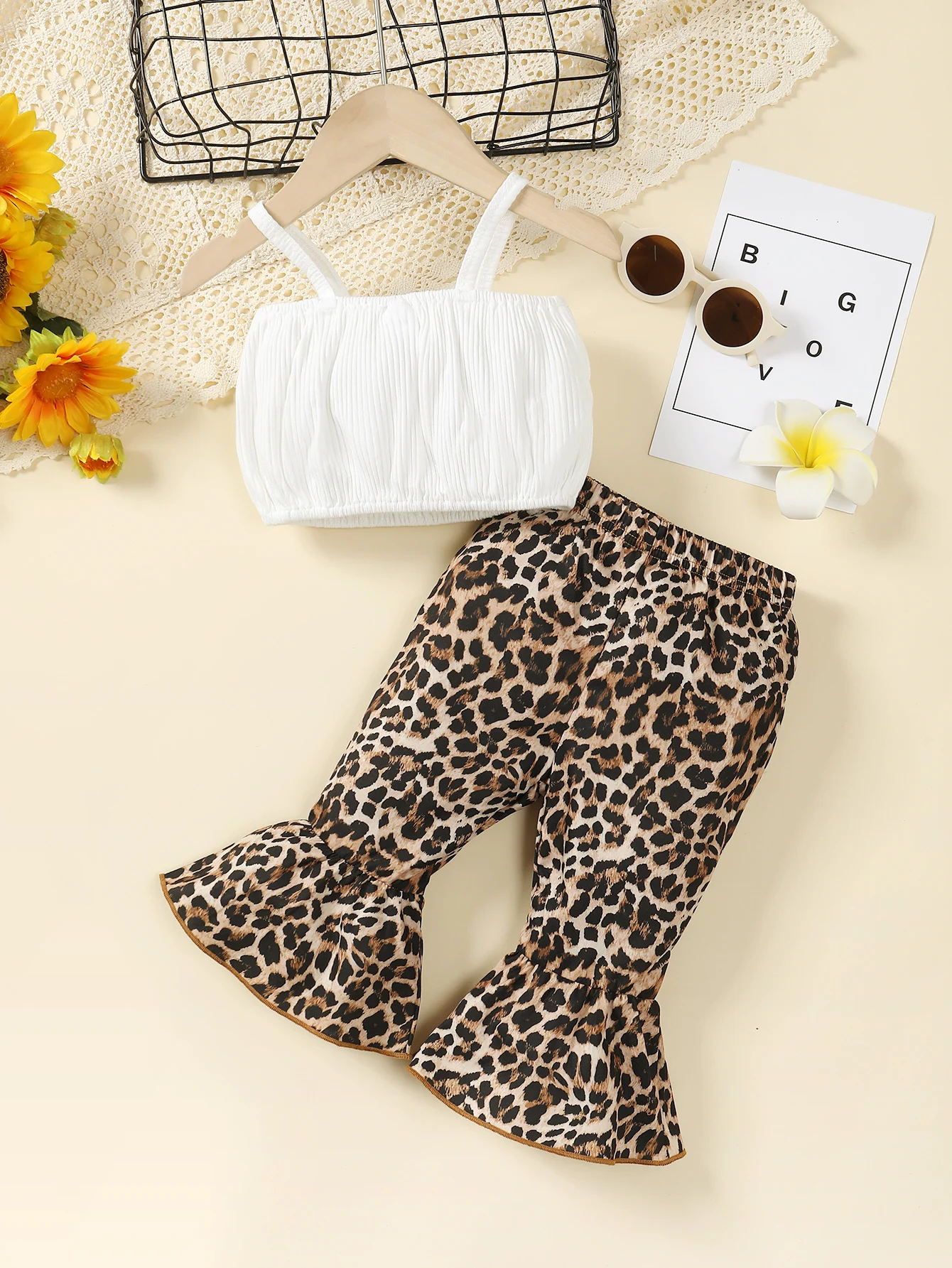 0-2 Year Old Newborn Summer Style Fashionable Two-piece Female Baby Sleeveless Pants Leopard Print Set