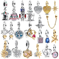 925 Sterling Silver Christmas Eve&Starlight&Love&Sun and Moon Dangle Charm Fit DIY Bracelet Fashion Jewelry