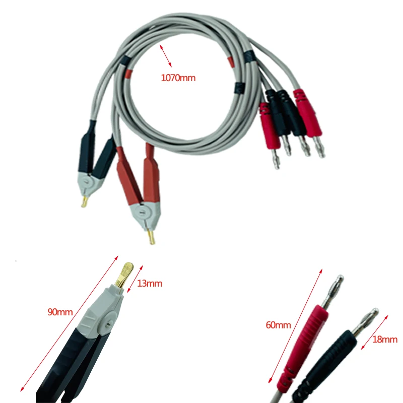 Kelvin Test Lcr Lead Bottom Resistance 4-wire 4mm Lantern Plug Duckbill Clip Orichalum Plating Kelvin Probes