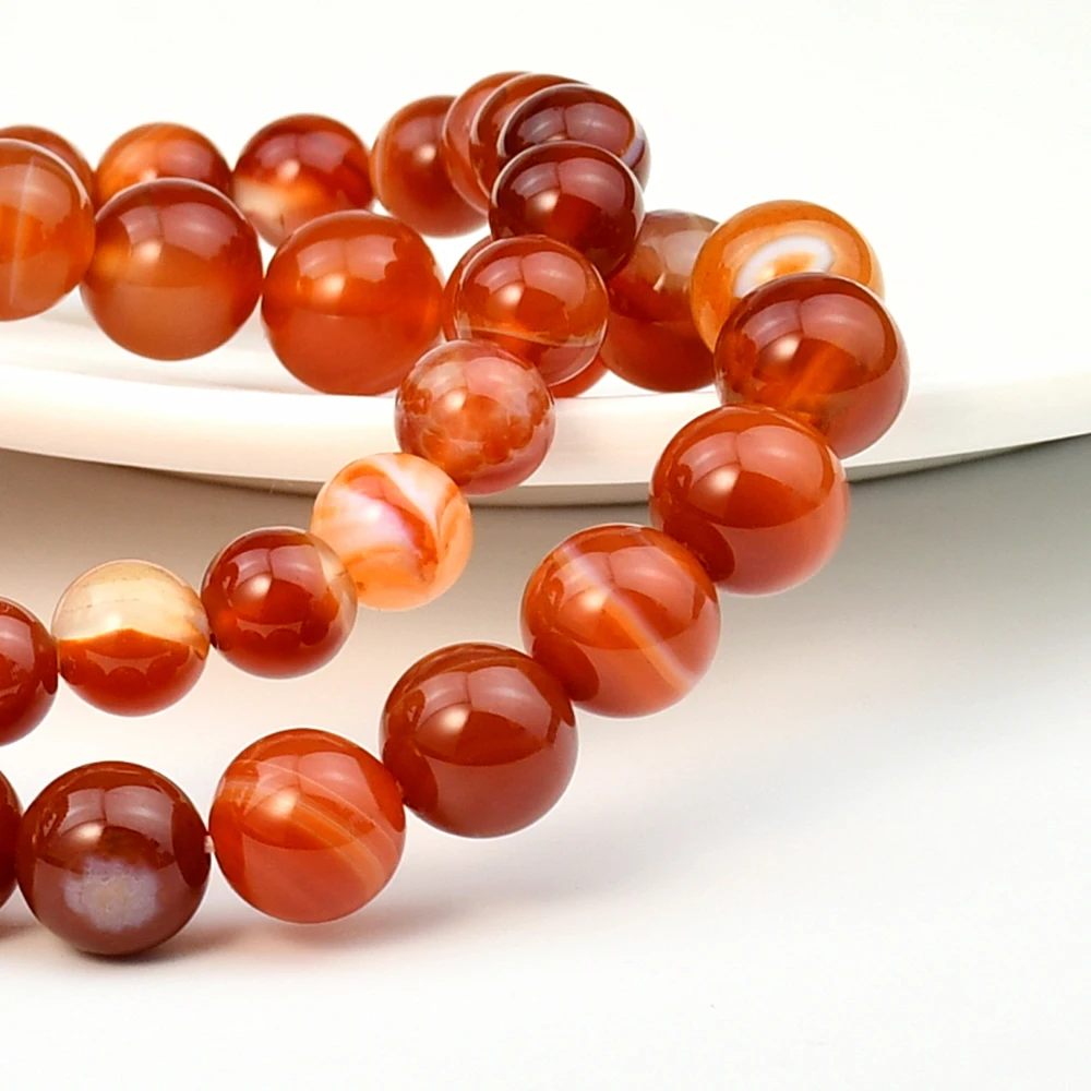 Red Sardonyx Carnelian Bracelets Classic Natural Stone Round Beads Elastic Hand String