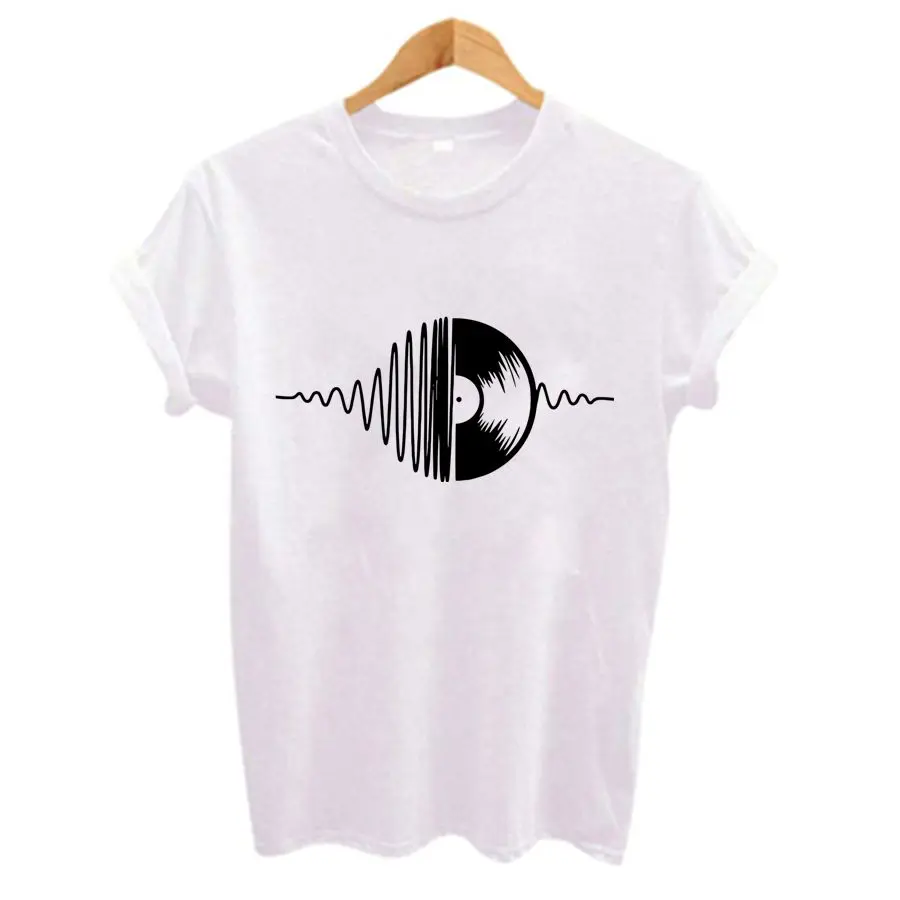 Summer Fashion DJ compact disc Graphic T Shirt Women Tops Base O-neck Funny Girls Tshirt