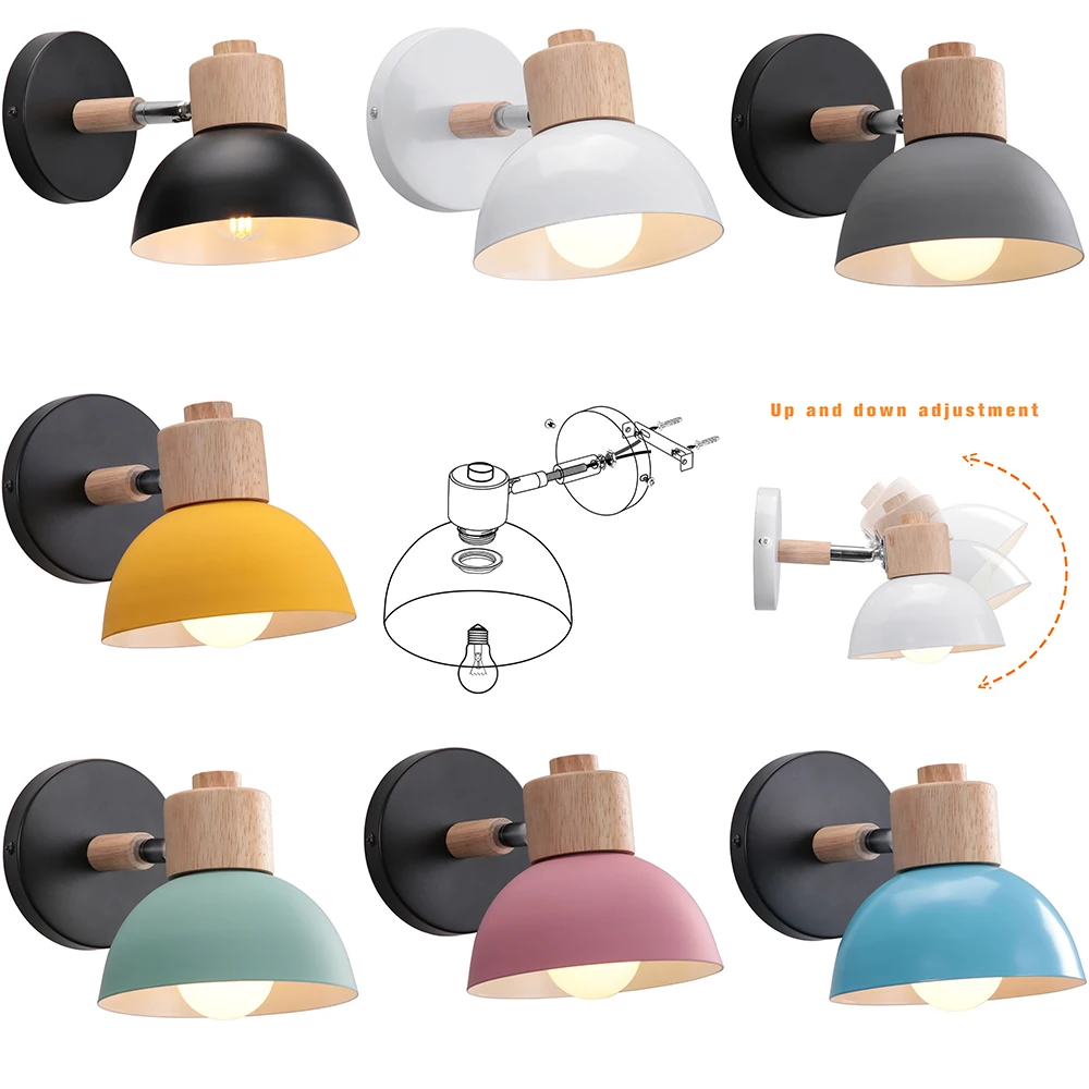 

Modern Macaroon Wall Light Nordic Dome Lampshade Bedside Wall Lamp for Study Room Living Room Corridor Adjustable Angle Sconce