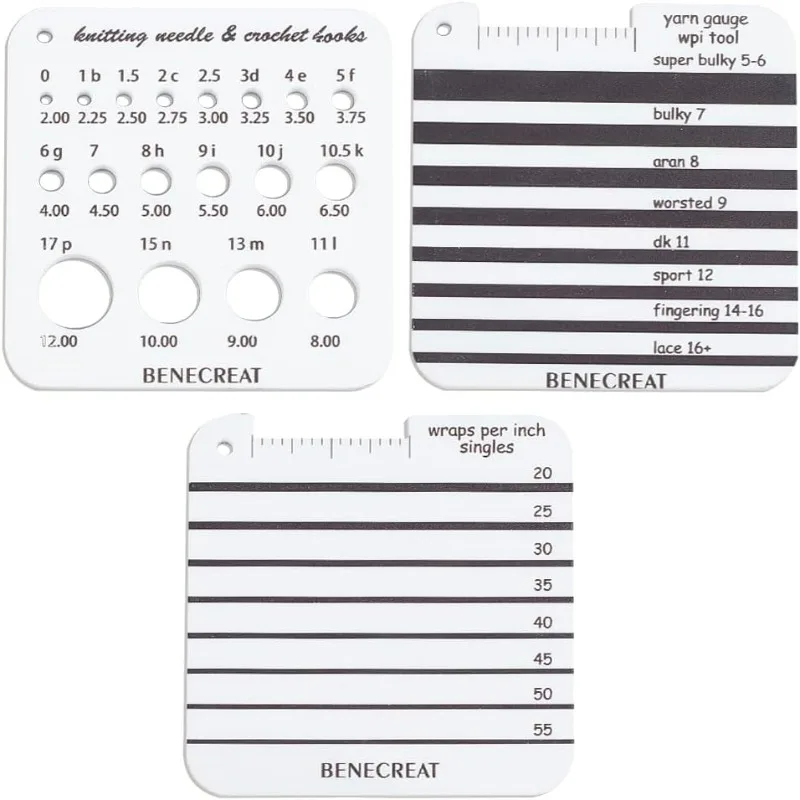 

3pcs 3 Styles Acrylic Knitting Gauge Rulers Square Knitting Tool Crochet Hook Knitting Needle Gauge Yarn Wrap Per Inch Guide