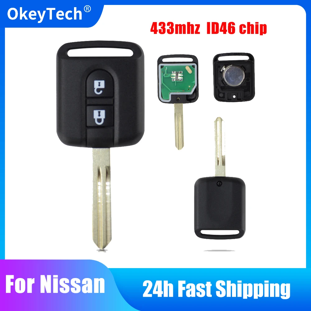 OkeyTech Remote Control Car Key 5WK4876 5WK For Nissan Elgrand X-TRAIL Qashqai Navara Micra Note NV20 2 Buttons 433MHZ ID46 Chip