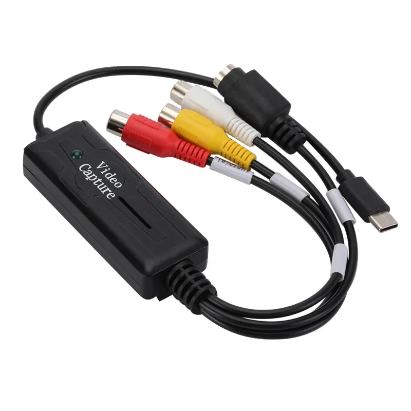 USB Type C to RCA Cable Adapter Converter Audio Video Capture Card Adapter PC Cables for TV DVD VHS Capture Device